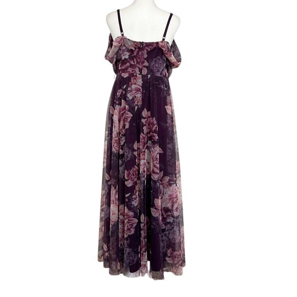 Candalite Spaghetti Strap Floral Sheer Sparkly Fairy Whimisgoth Maxi Dress (PL) - Picture 4 of 16